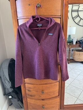 Patagonia fleece pullover in plum burgundy